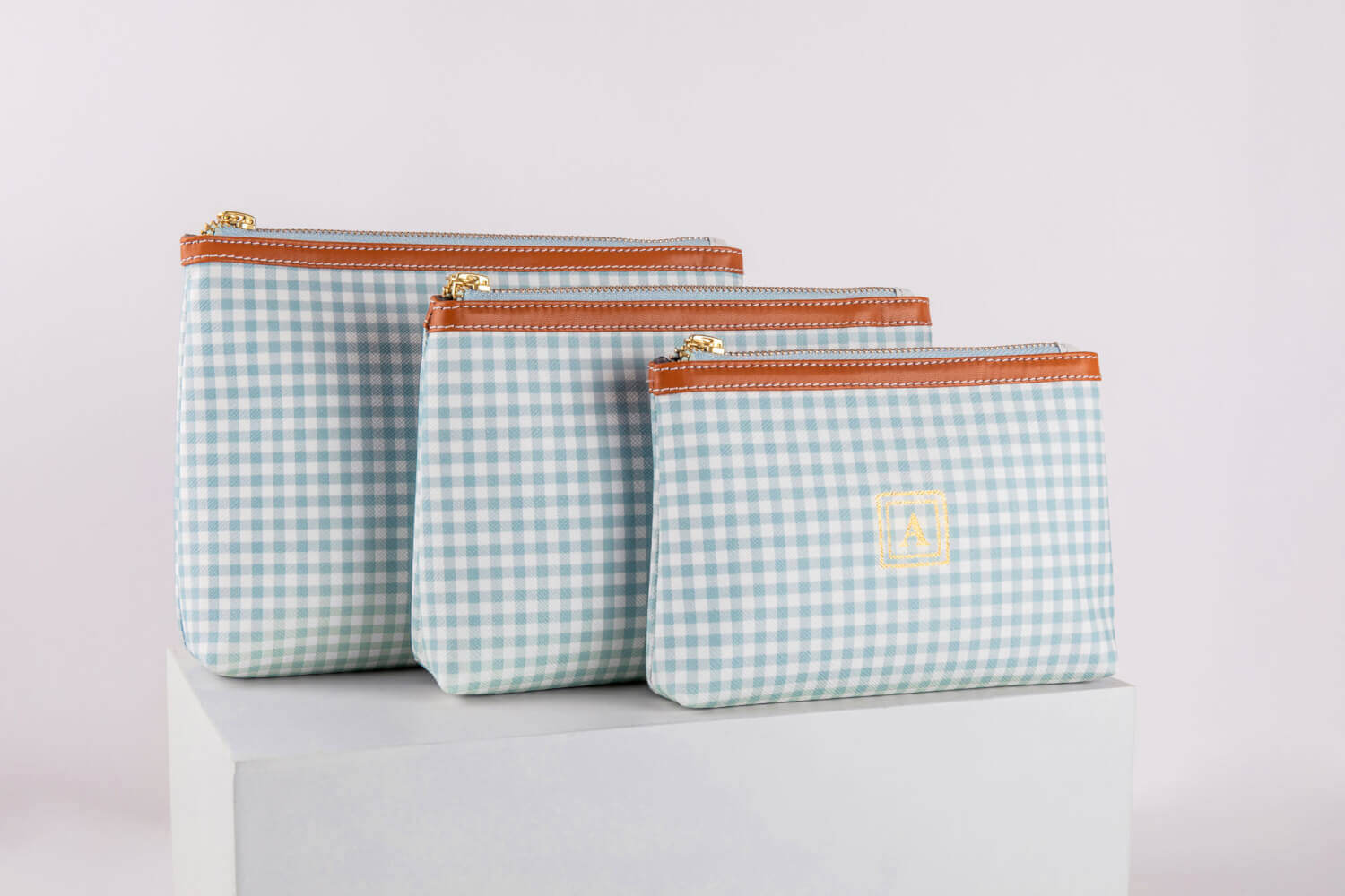 Blue Chex Pouches Bag